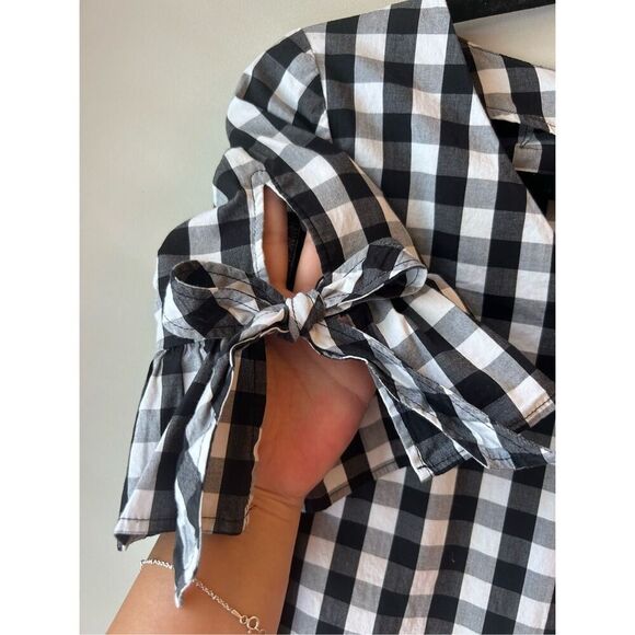 J.Crew Women's Gingham Tie Sleeve Dress XXS Picnic Minimalist French Cottagecore - Picture 7 of 8